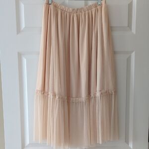 Zara Trafuluc Collection Skirt Tulle Peachy Pink Trendy Layered Ruffle Detail M